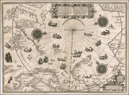 Mapa de las regiones polares | Willem Barentsz | 1598