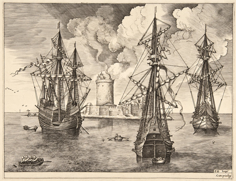 Ships Anchored near a Fortified Island | Frans Huys after Pieter Bruegel the Elder | 16th Century
