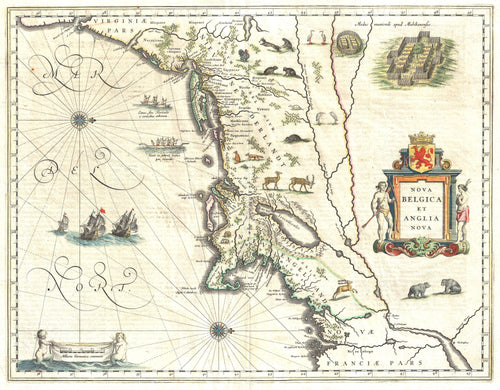 Mapa de Nueva Inglaterra y Nueva York | Willem Blaeu | 1635