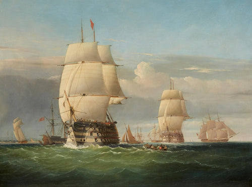 Le HMS Britannia avec d'autres navires au large de Swansea | Joseph Walter | XIXe siècle
