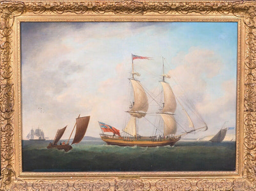 Navires de la Royal Navy britannique naviguant au large des côtes | Dominic Serres | XVIIIe siècle