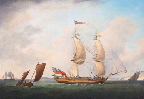 Navires de la Royal Navy britannique naviguant au large des côtes | Dominic Serres | XVIIIe siècle