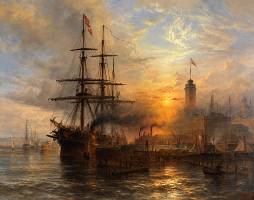Danish Steamer Moored in Portsmouth | Henry Thomas Dawson | 19th Century