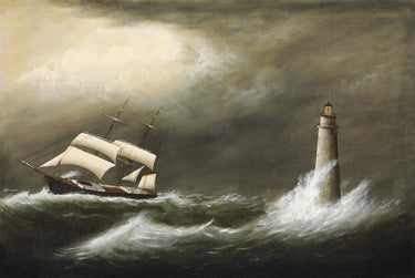 Ship passing Minot's Light | Clement Drew | 19th Century