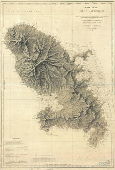 French Nautical Chart of Martinique | 1831