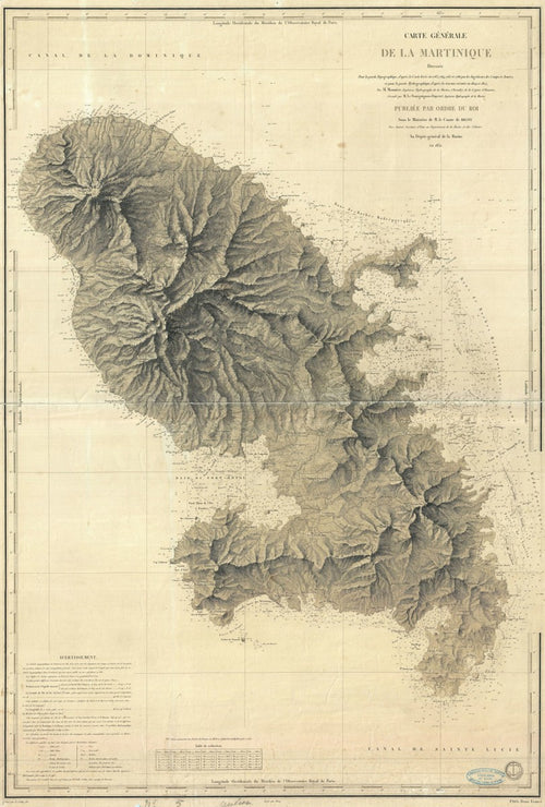 French Nautical Chart of Martinique | 1831