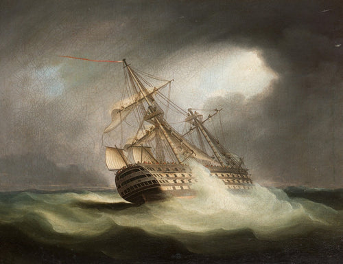 HMS Victory in a Squall | Thomas Buttersworth | 19th Century