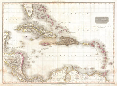 Map of the West Indies, Antilles, and Caribbean Sea | John Pinkerton  | 1818