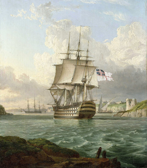 HMS  Britannia Leaving Harbour | Robert Strickland Thomas | 1830