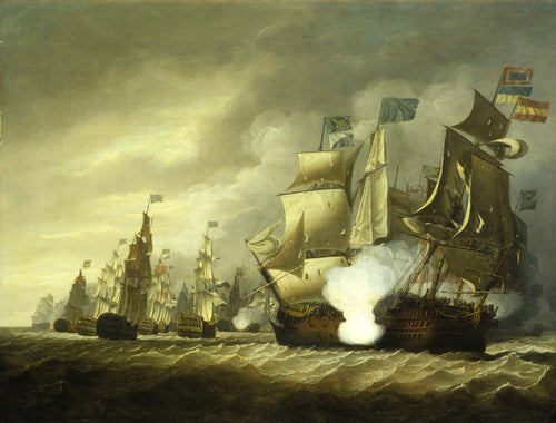 HMS Victory Raking the Salvador del Mundo | Thomas Luny | 1800