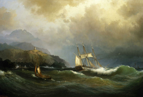 Frigate Clawing Off a Rocky Coast | Vilhelm Melbye | 1858