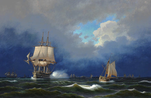 Ship of the Line in a Gale | Carl Dahl | 1862