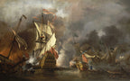 English Ship in Action with Barbary Vessels |  Willem van de Velde the Younger | 1678