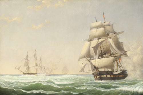 U.S Frigate "President" Engaging the British Squadron, 1815 | Fitz Henry Lane | 1850