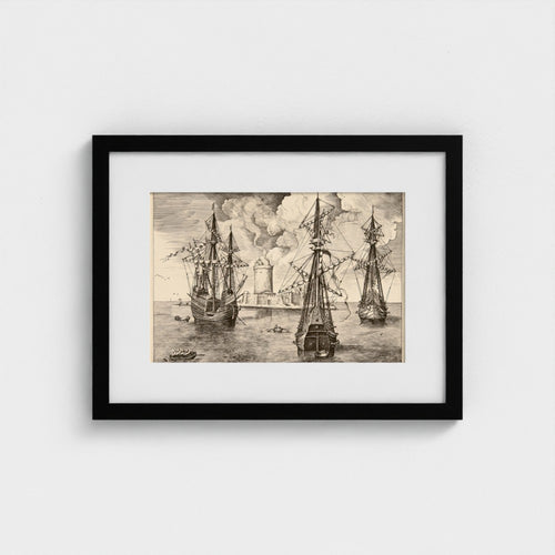 Ships Anchored near a Fortified Island | Frans Huys after Pieter Bruegel the Elder | 16th Century