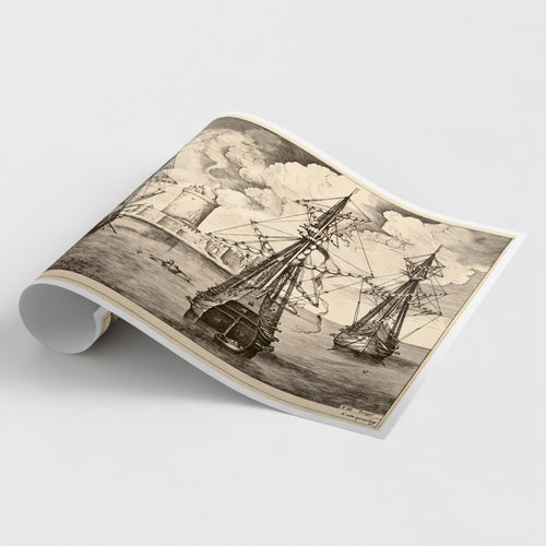 Ships Anchored near a Fortified Island | Frans Huys after Pieter Bruegel the Elder | 16th Century