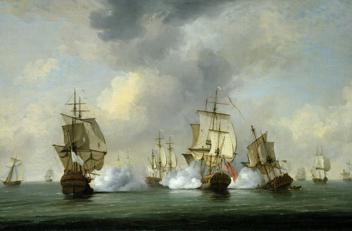 Privateer 'Boscawen' Engaging a Fleet of French Ships | Charles Brooking | 1750