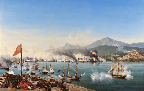 The Battle of Navarino by Ambroise Louis Garneray — complete painting