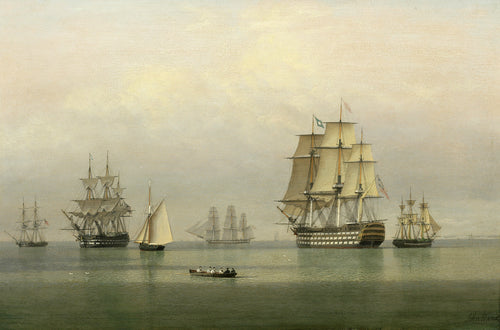 Warships on a Calm Sea  | John Ward | 19th Century