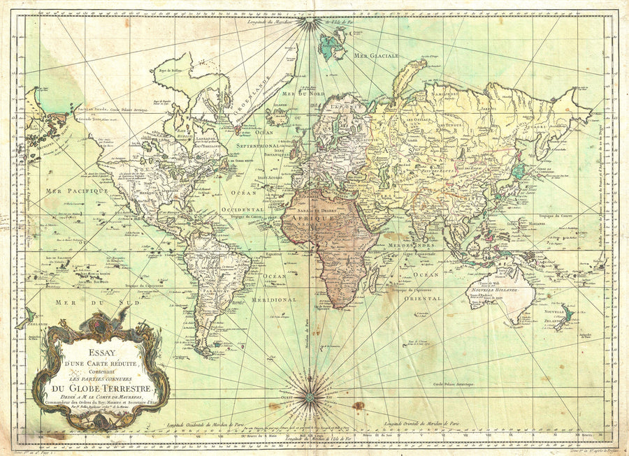 French Map of the World | Jacques-Nicolas Bellin | 1778