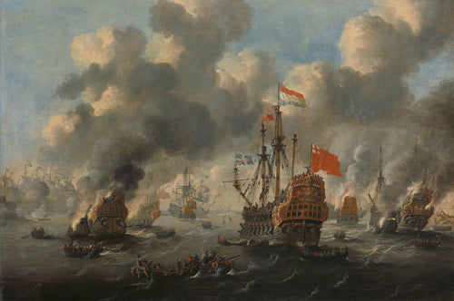 The Dutch Burn Down the English Fleet | Peter van de Velde the Younger | 1670