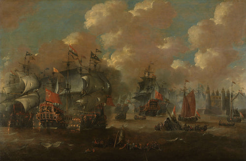 Naval battle between Dutch and the Swedish Fleets |  Peter van de Velde | 1670