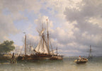 Sailing Ships in the Harbour | Anthonie Waldorp | 1862