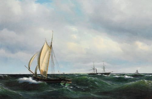 Sailing Boats and Steamer off the Coast of Skagen | Vilhelm Melbye | 1850