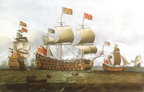 HMS Britannia in Two Positions | Isaac Sailmaker | 1695