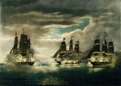 Capture of HM ships by Thomas Birch in 1815