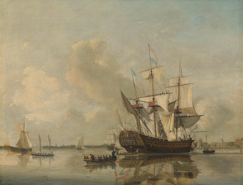 The Navy's Frigate 'Rotterdam' on the Maas off Rotterdam | Nicolaas Baur | 1807