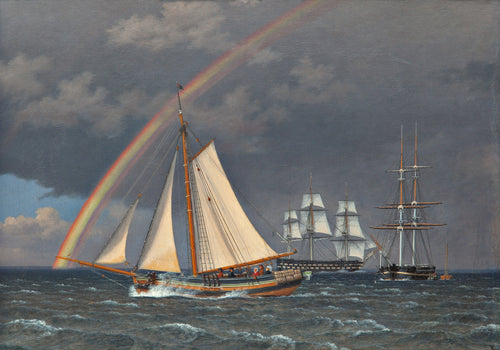 Rainbow at Sea with Some Cruising Ships | Christoffer Wilhelm Eckersberg | 1836