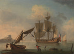An English Ship Becalmed near the Shore | Francis Swaine | Mid 18th Century