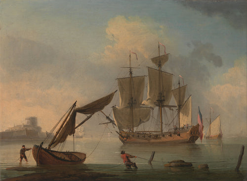 An English Ship Becalmed near the Shore | Francis Swaine | Mid 18th Century