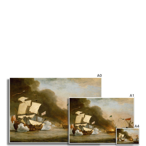 An English Ship in Action with Barbary Corsairs | Willem van de Velde the Younger | 1680
