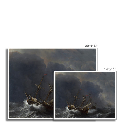Three Ships in a Gale | Willem van de Velde II | 1673