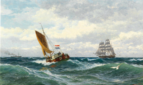 Fishing Boats Meeting on the High Seas | Fritz Sturm | 1894