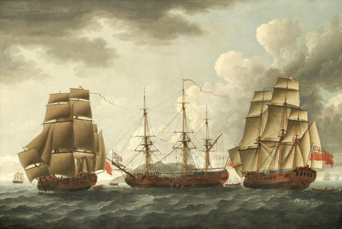 HMS Tryall in Three Positions off Antigua | John Cleveley the Elder | 1764