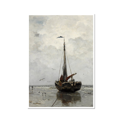 19th Century Fishing Ship Painting