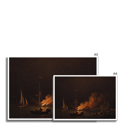Ship on Fire at Night | Charles Brooking | 1756