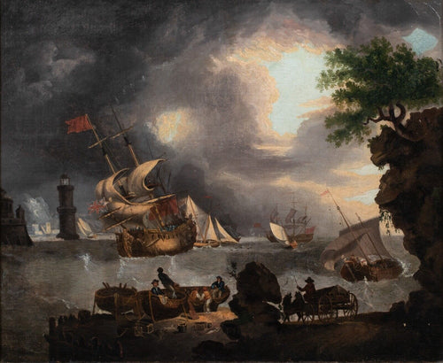 British Royal Navy In A Fishery | Richard Wright of Liverpool | 18th Century